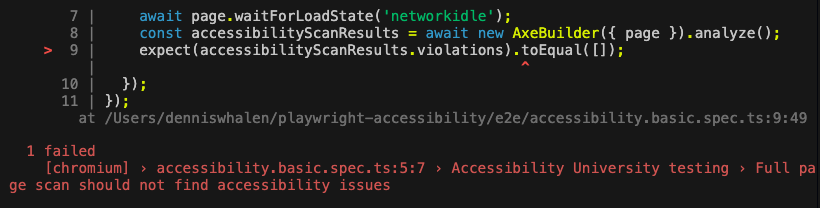 Failed test results in CLI